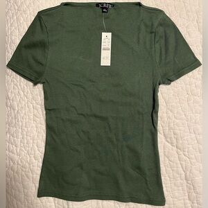 J. Crew Fine-rib fitted boatneck T-shirt